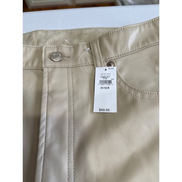 GAP NWT Cheeky  Straight High Rise Tan Faux Leather Pants Size 31 - Picture 4 of 9